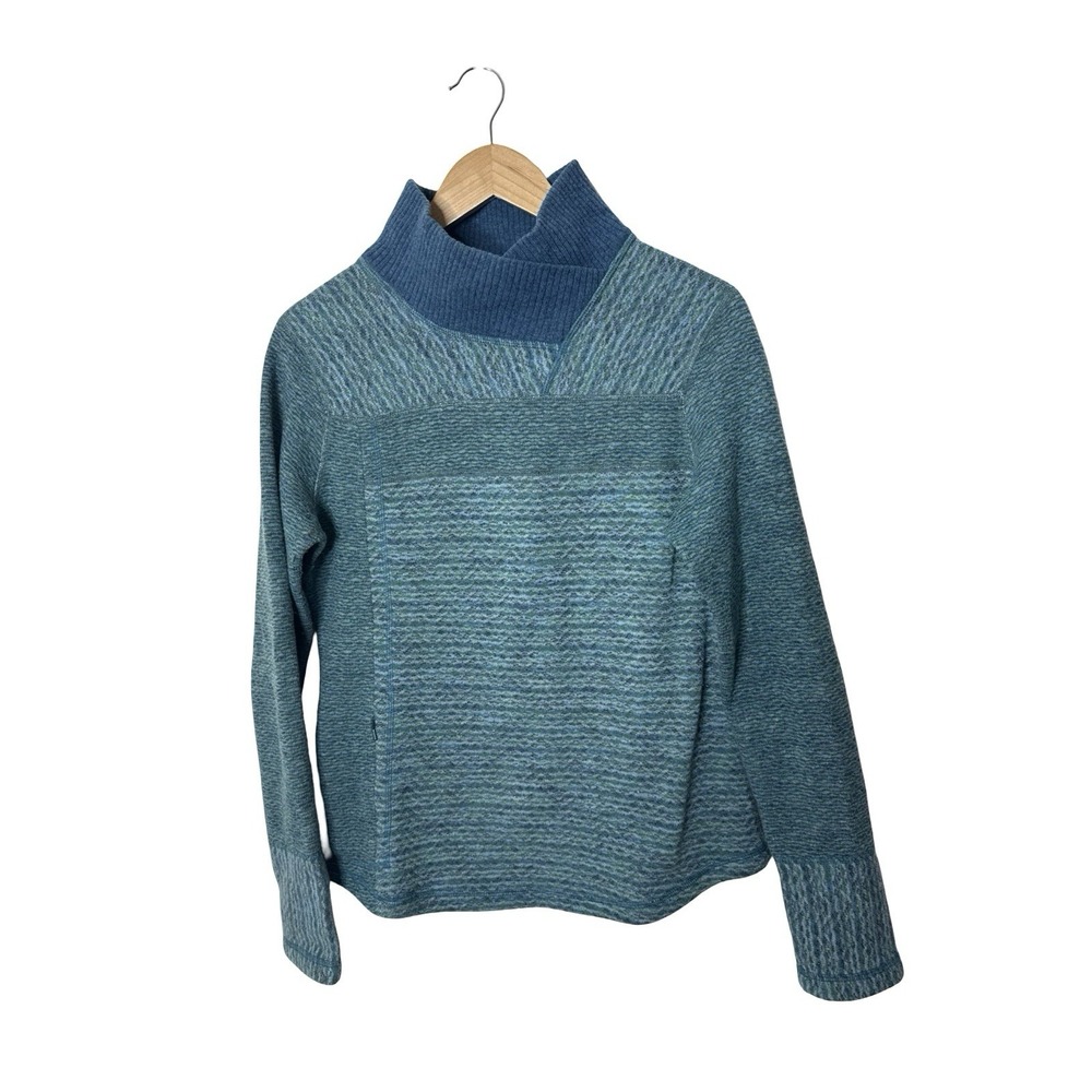 Prana Sweater Size Medium teal Mock Neck Wool Blend